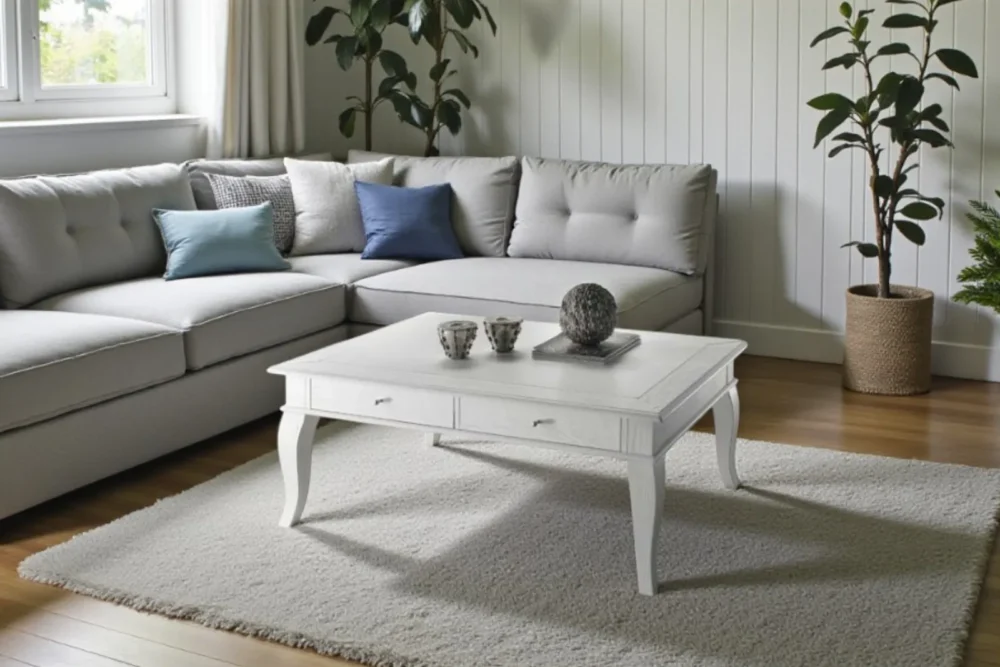 Tavolino 2 cassetti laccato bianco art 683