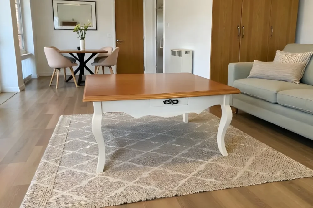 Tavolino Finitura laccato bianco piano noce art 644