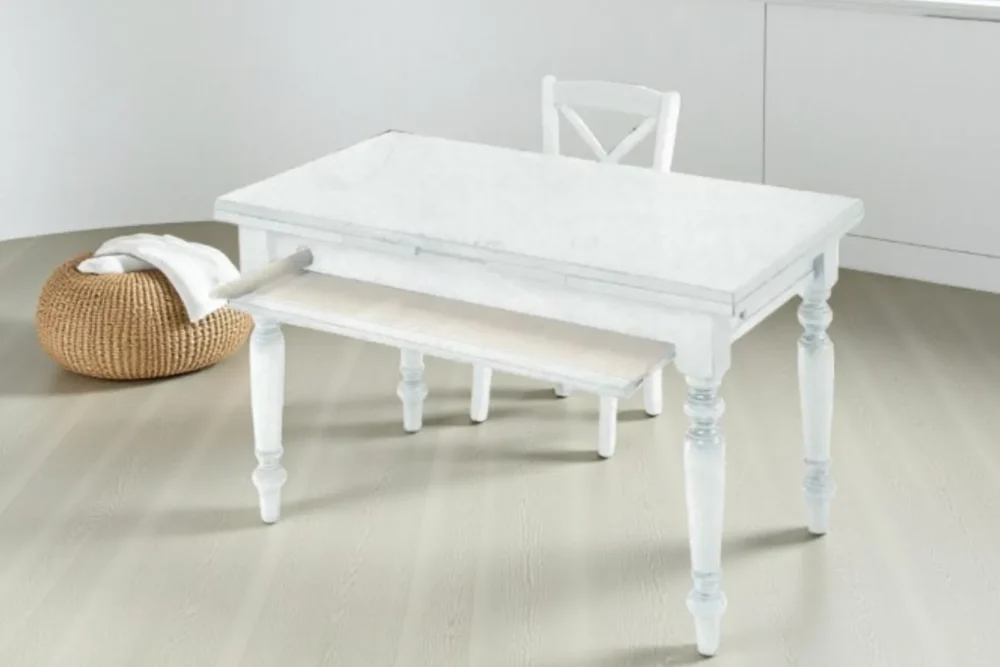 Tavolino allungabile Laccato bianco L140xP80