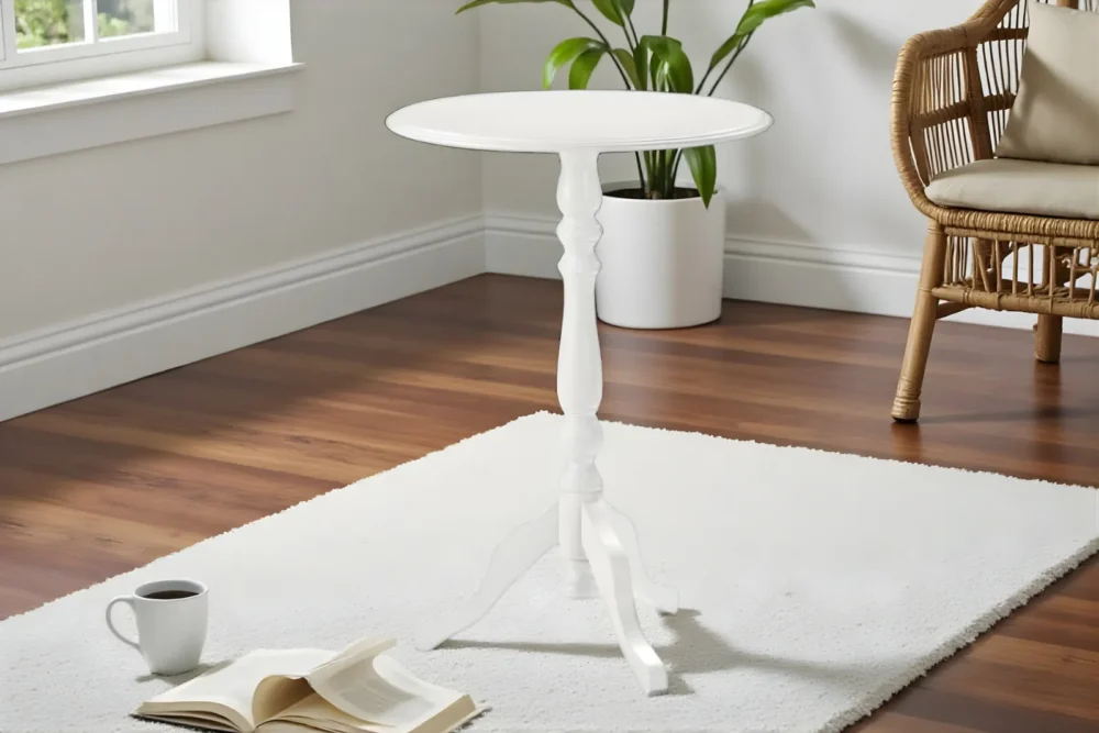 Tavolino rotondo laccato bianco art.6113_A