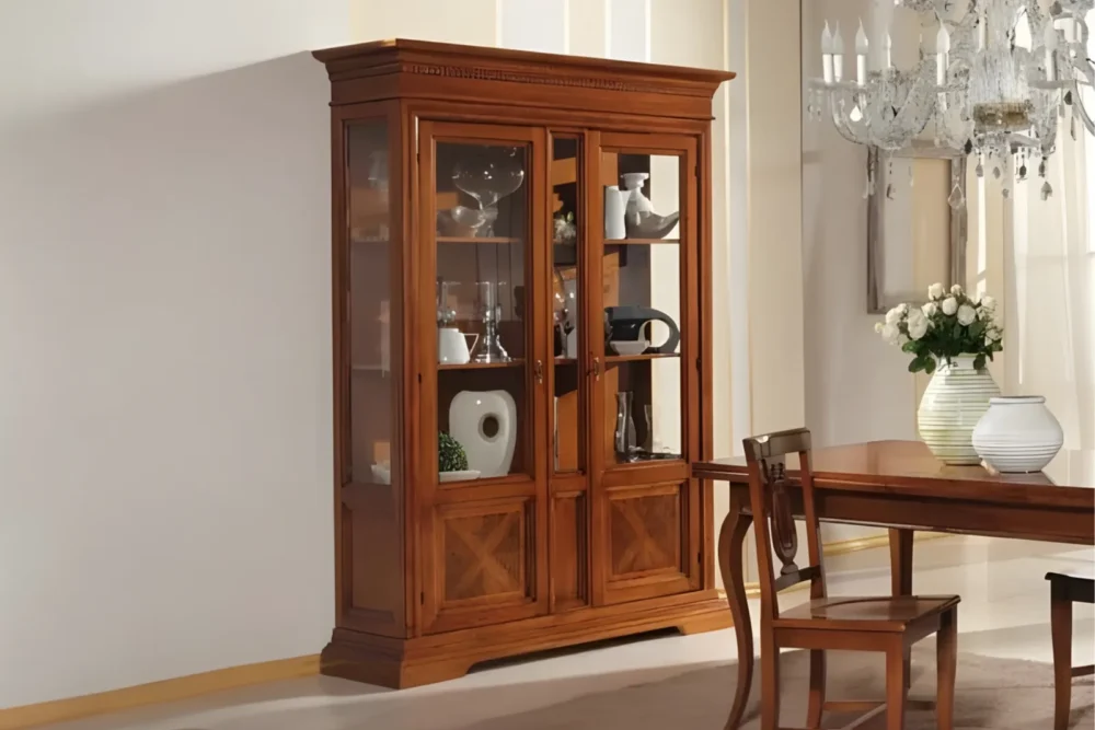 Vetrina 2 porte intarsio spinato