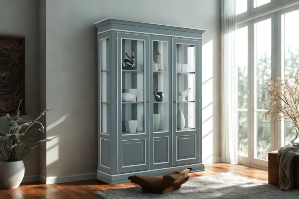 Vetrina 3 ante con Finitura Grigio Laccati