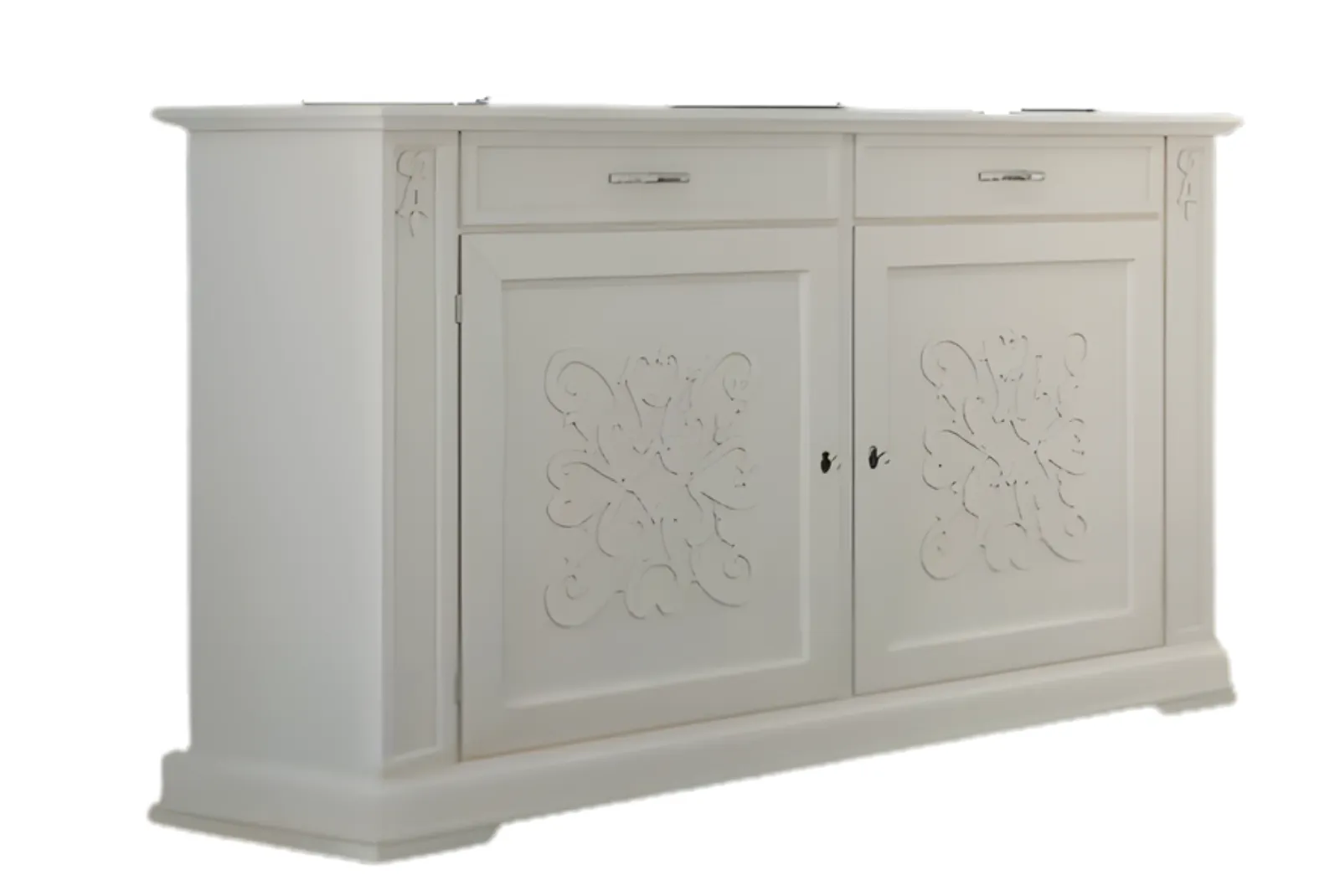 Zoom Credenza 2porte con decoro in rilievo laccato bianco