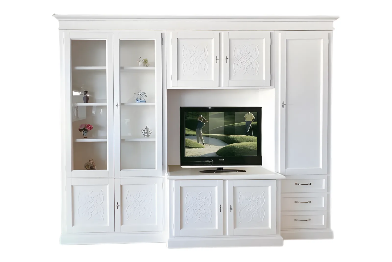 Zoom Parete Attrezzata - Bianco con decori a rilievo