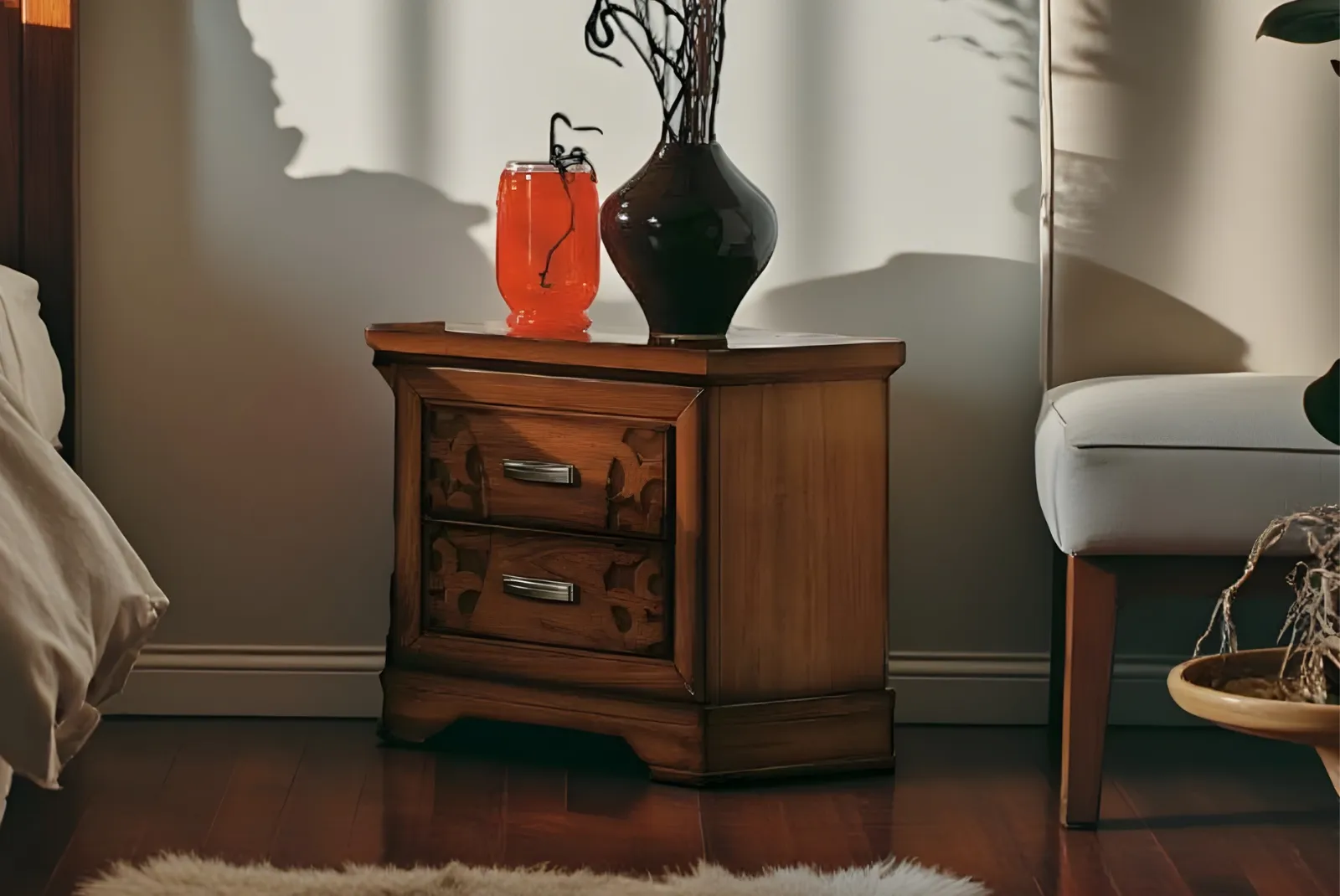 Comodino Finitura Bassano con decoro