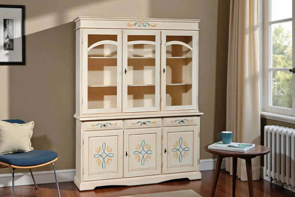 Cristalliera 3porte 3cassetti Finitura avorio