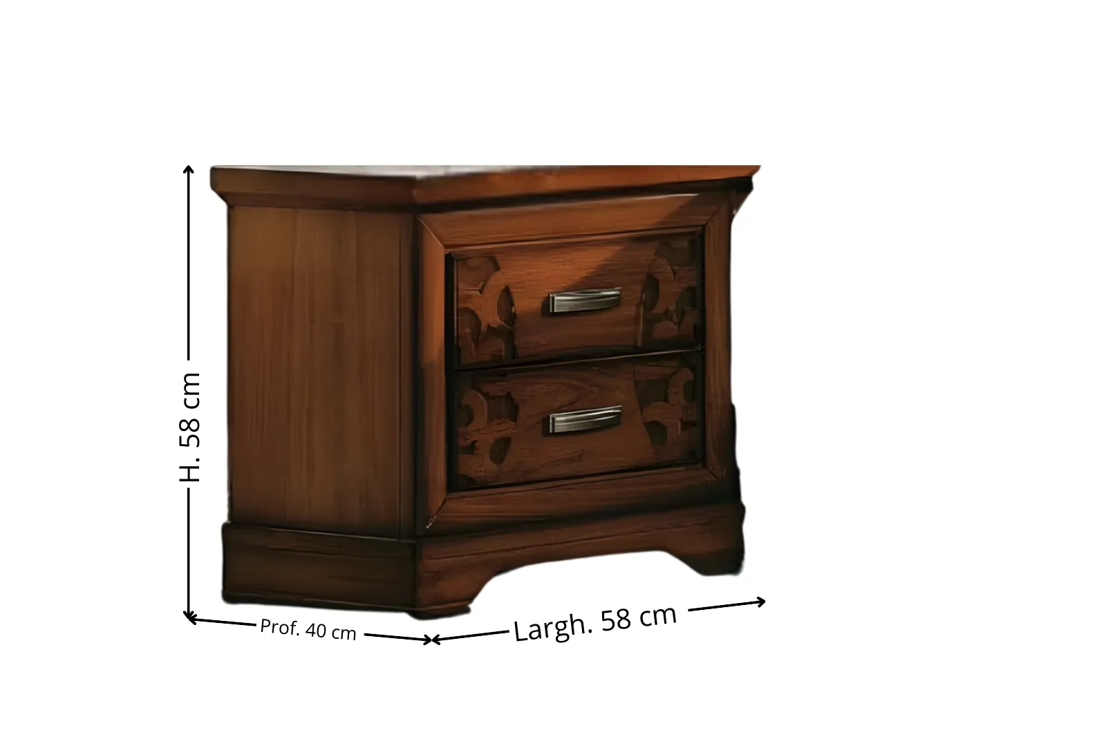 Dimensioni Comodino Finitura Bassano con decoro