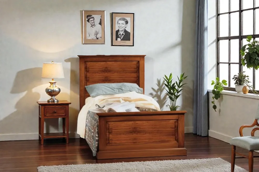 Letto singolo lucidato noce art.6132_A