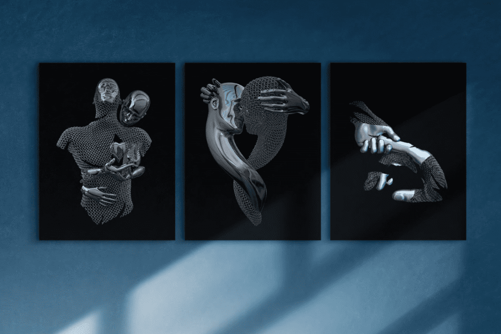 Quadro Trilogy Silver e Gold - Stampa in vetro temperato