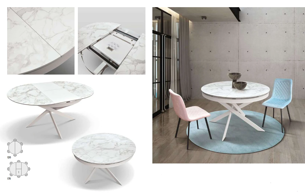 tavolo allungabile in metallo colore bianco