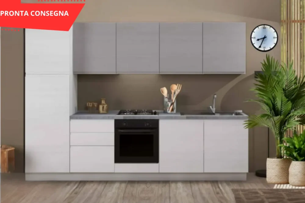 Cucina Noemi 300 Bianco e Grigio