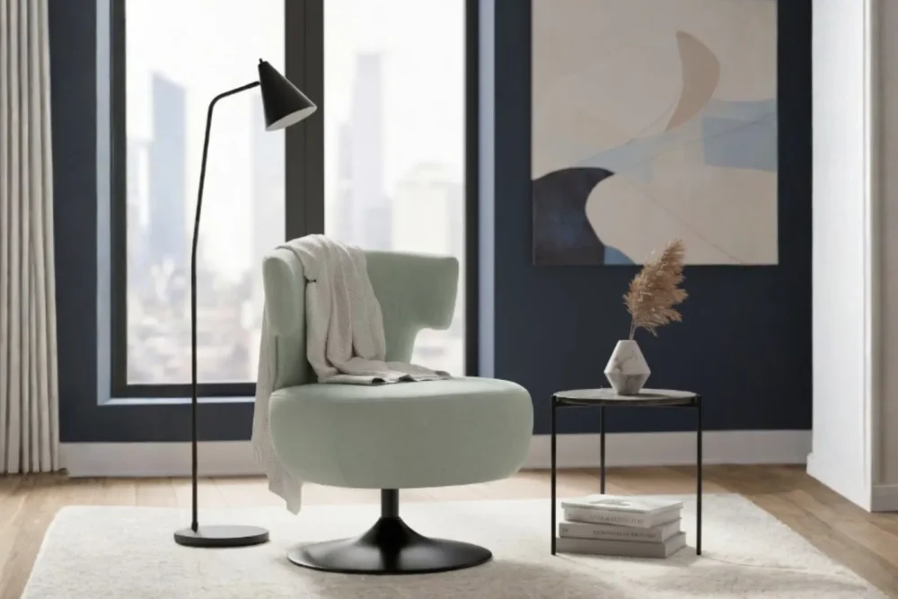 Poltrona girevole a 360° Pauline Salvia
