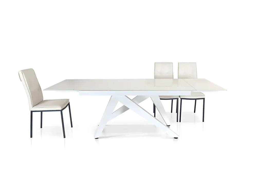 Tavolo Allungabile 160x90cm Vetro Bianco