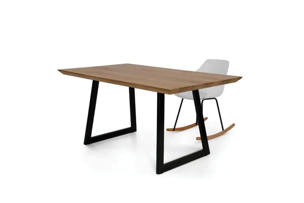 Tavolo Fisso Impiallacciato Gambe Rettangolari