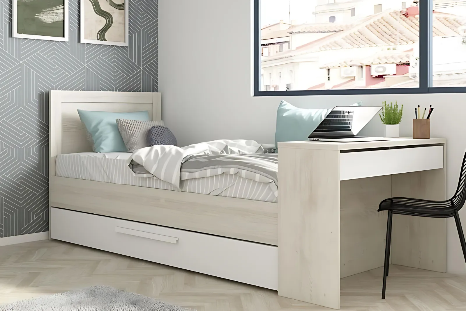 letto bianco vintage e bianco