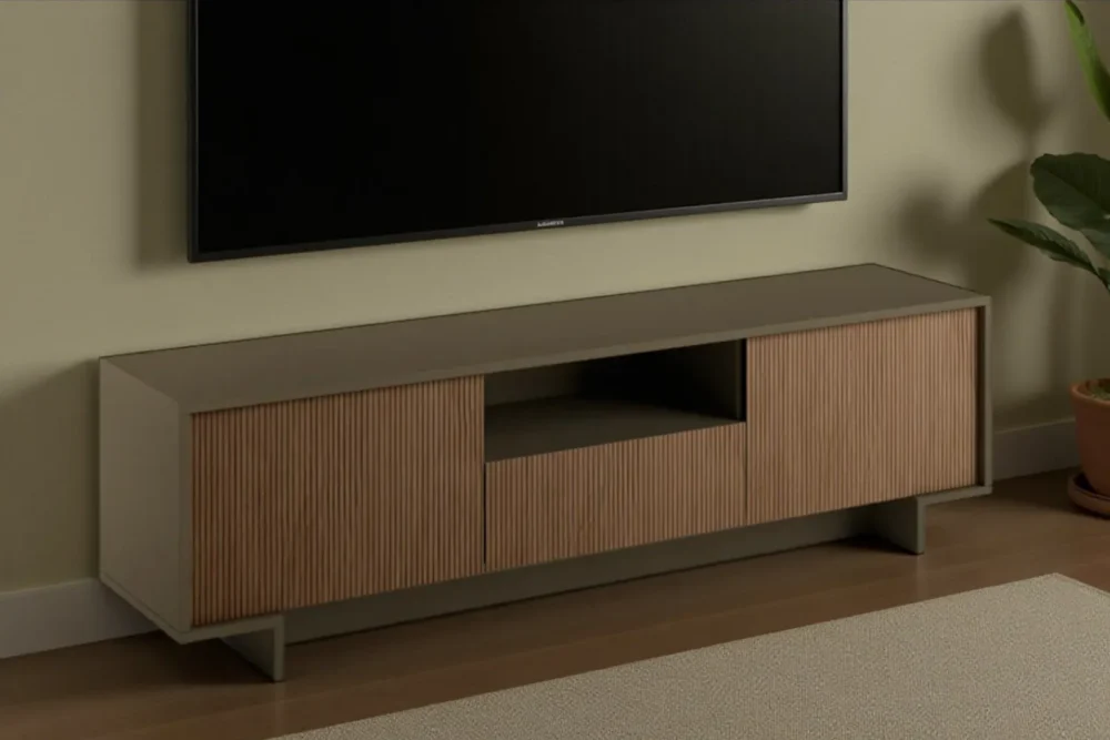 Visione ambientata porta tv scuro C.