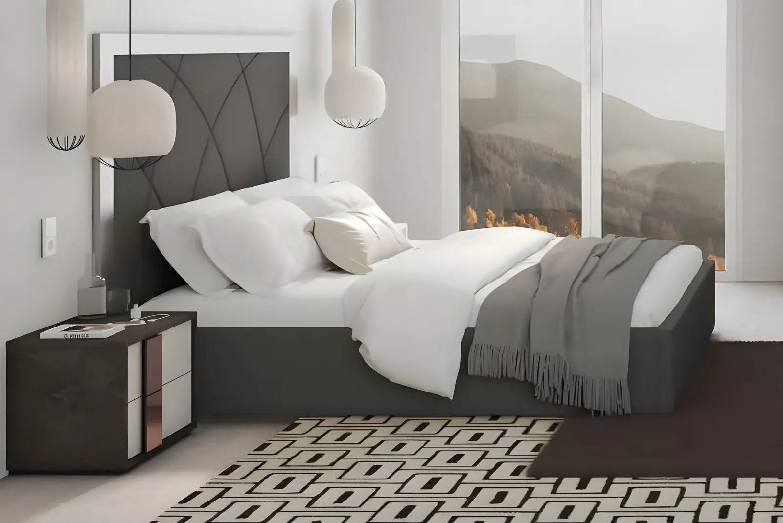 Zoom letto e comodino Camera letto con contenitore Eleonora Scorrevole