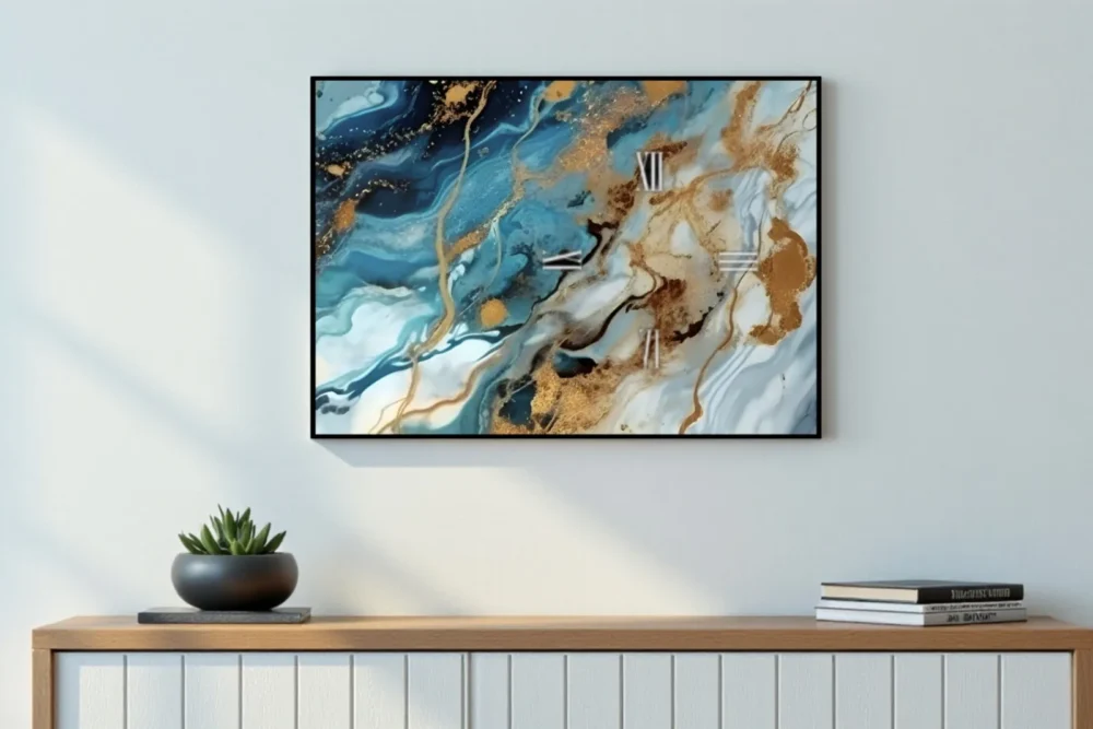 Orologio Marmo turchese - Stampa in vetro temper