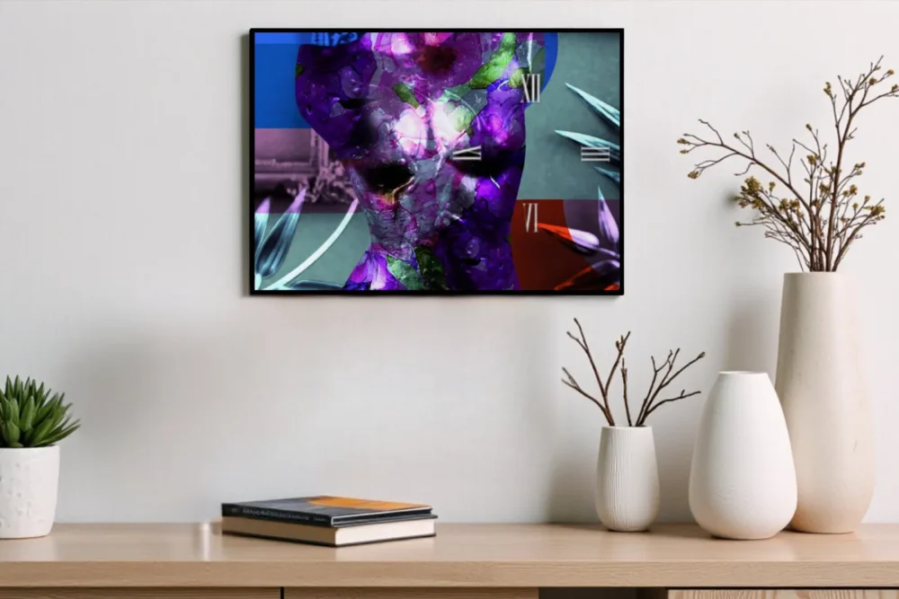 Orologio Quadro Flowers - Stampa in vetro temper