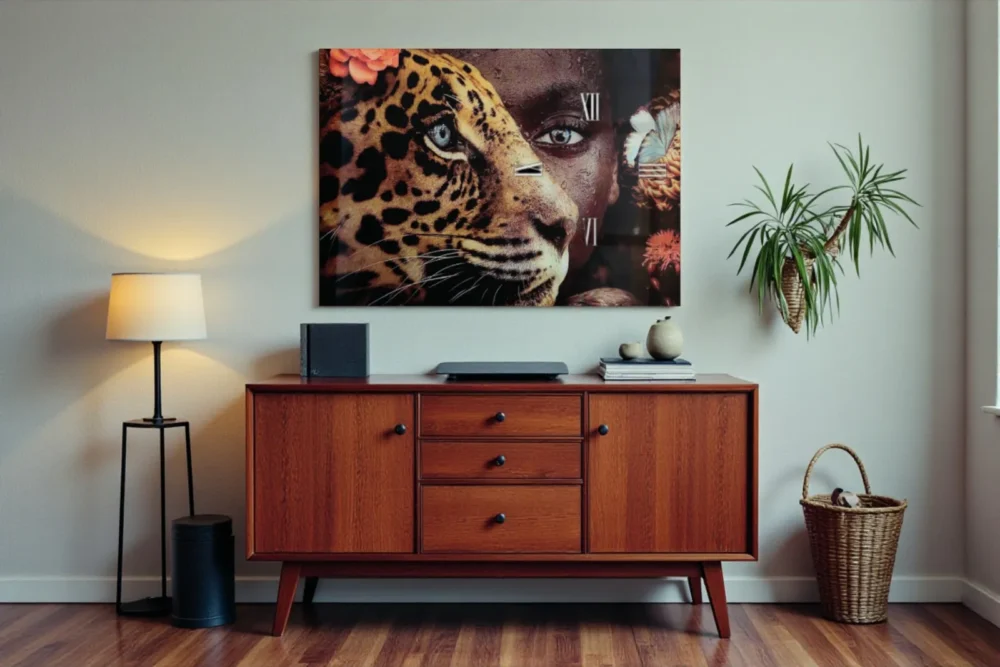 Orologio Quadro Safari - Stampa in vetro temper