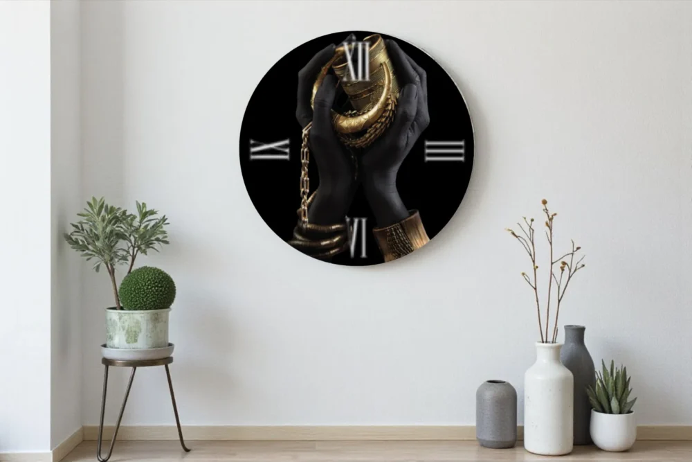 Orologio Tondo Suami Gold - Stampa in vetro temperato