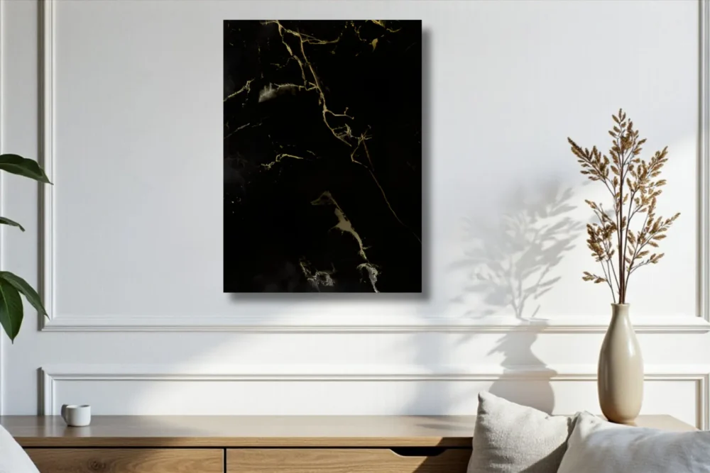 Quadro Marmo Nero e oro – Stampa in vetro
