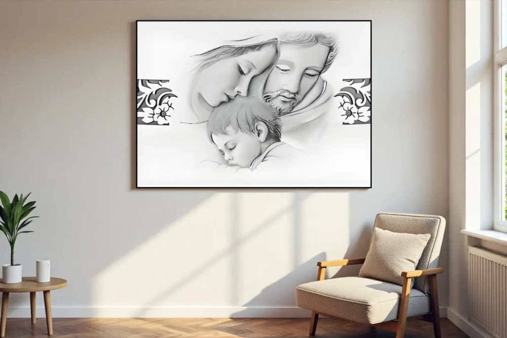 Sacra famiglia silver - Stampa in vetro