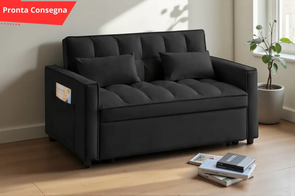 Divano Letto Alma 2 posti Nero pronta consegna