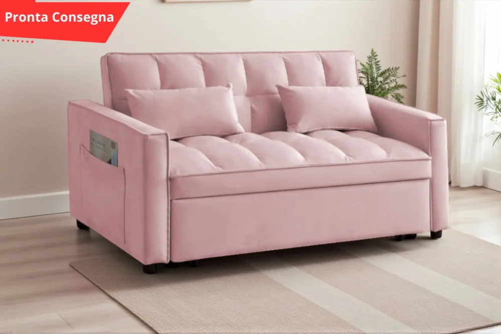 Divano Letto Alma 2 posti Rosa pronta consegna