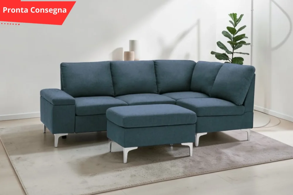 Divano angolare destro Diana con bracciolo contenitore Pronta consegna