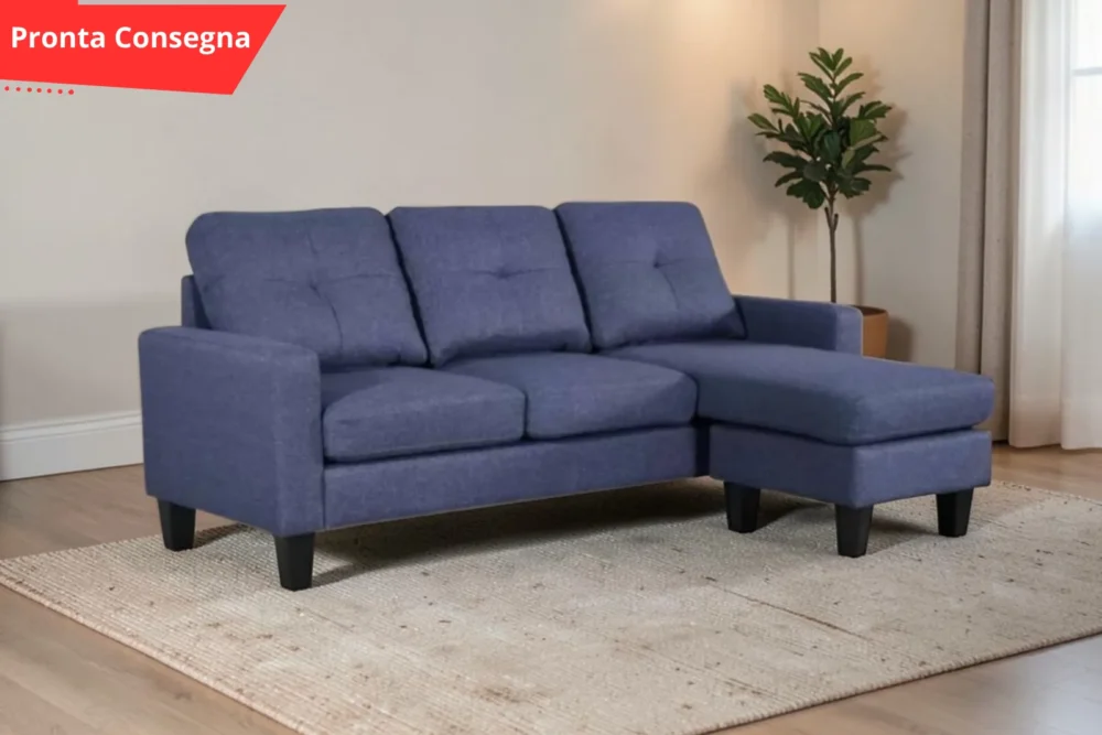 Divano con chaise longue 3posti Giulivo Blu pronta consegna
