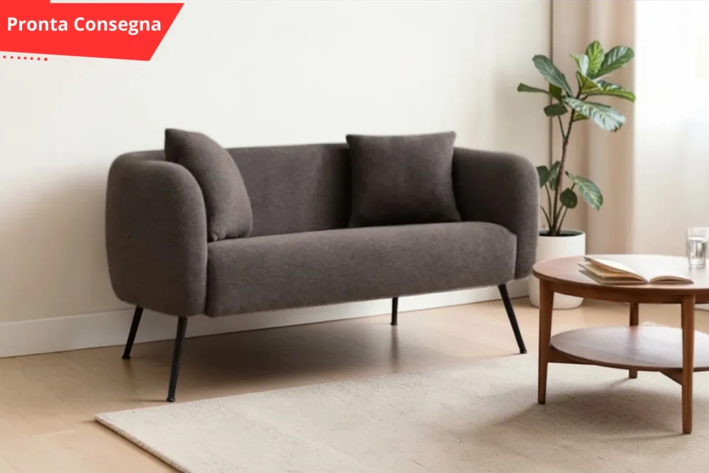 Divano imbottito Nuvia tessuto Grigio Pronta consegna