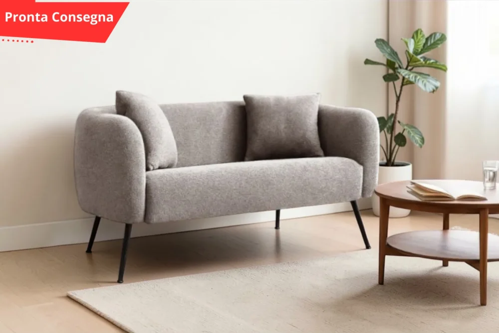 Divano imbottito Nuvia tessuto Taupe Pronta consegna