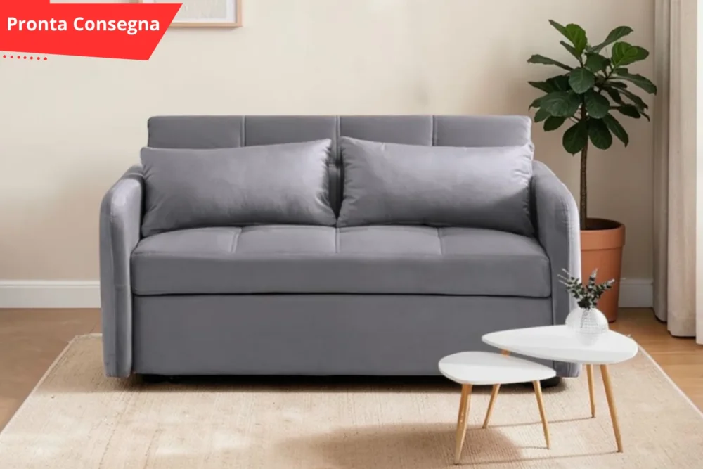 Divano letto Clorene con presa USB Grigio pronta consegna