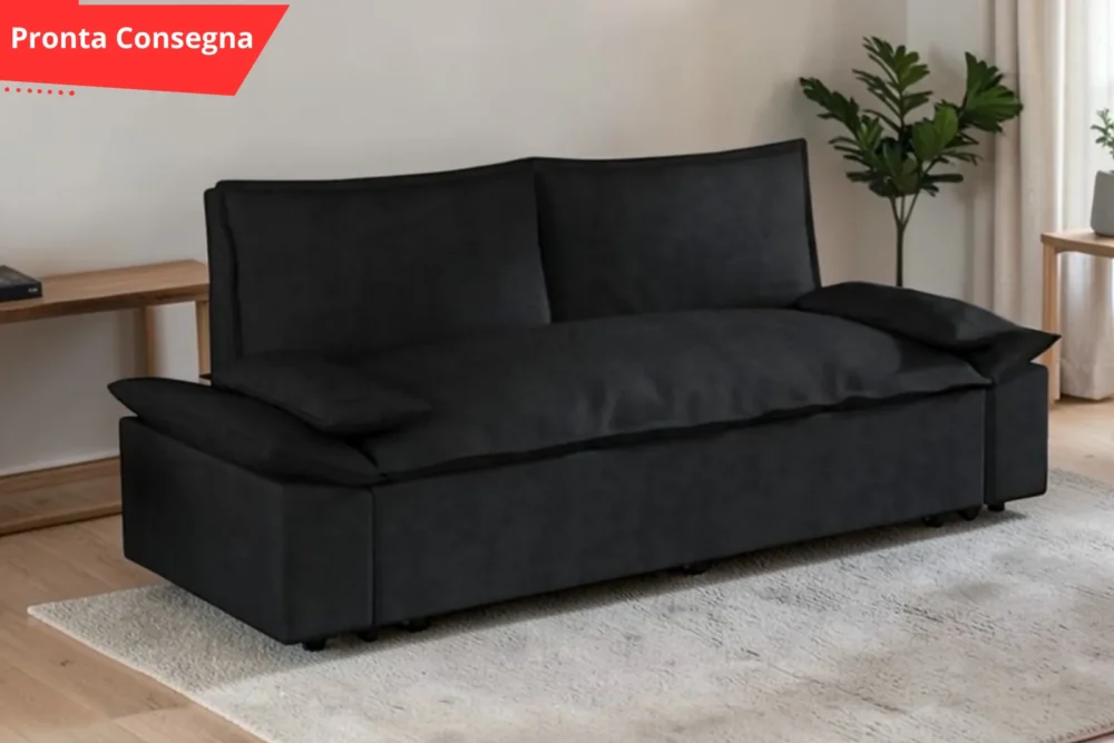 Divano letto Kelly 2 posti Nero pronta consegna