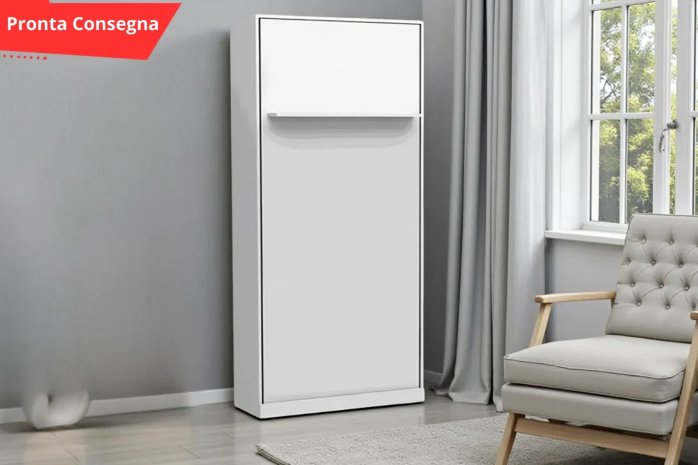 Letto Singolo a scomparsa apertura verticale Bianco pronta consegna
