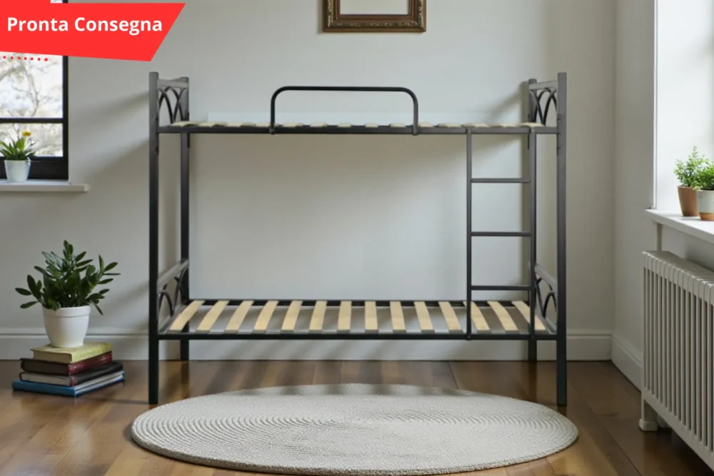 Letto a castello con struttura in metallo Antracite pronta consegna