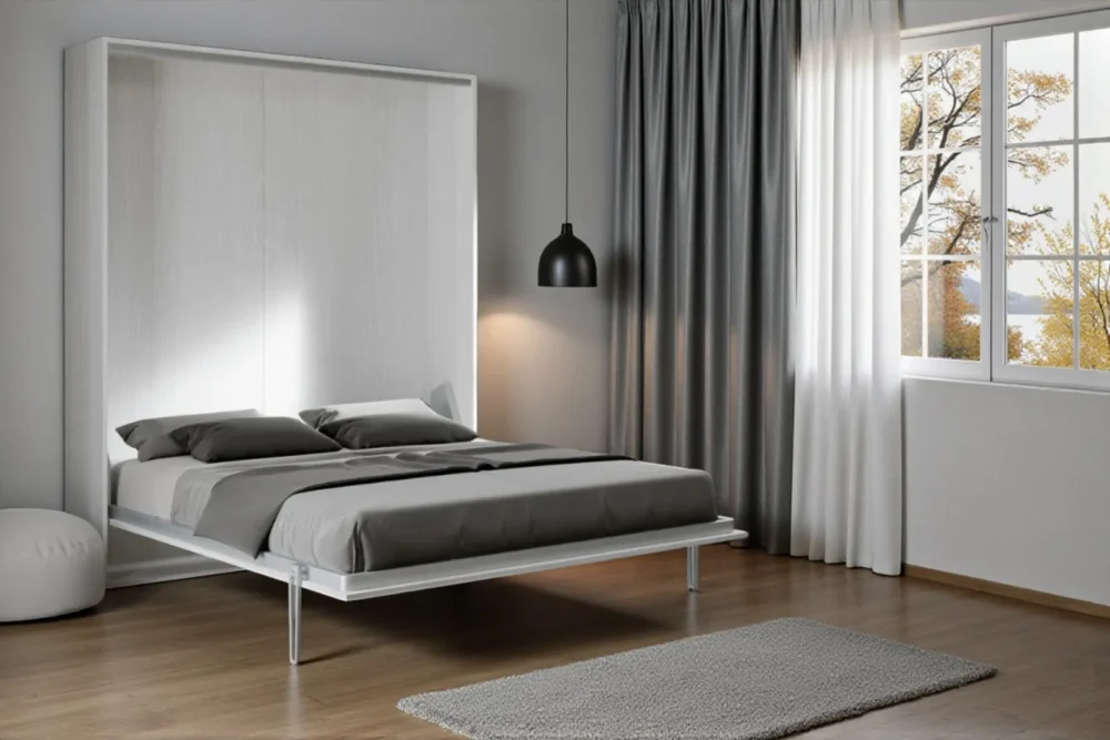 Letto matrimoniale a scomparsa Louise Bianco Frassino