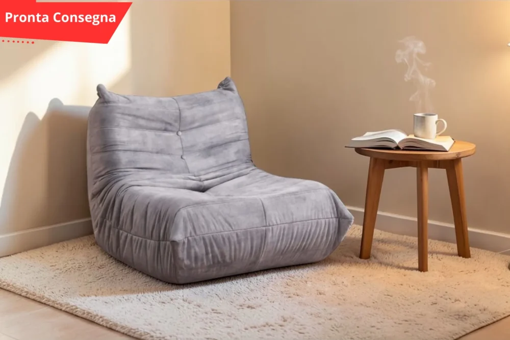 Poltrona imbottita Horace tessuto Grigio Chiaro Pronta consegna