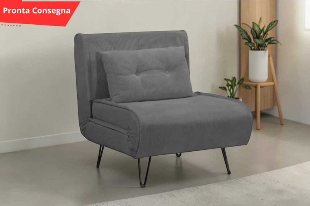 Poltrona letto Quarzo senza braccioli Grigio Pronta consegna
