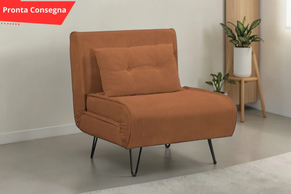 Poltrona letto Quarzo senza braccioli Ruggine Pronta consegna