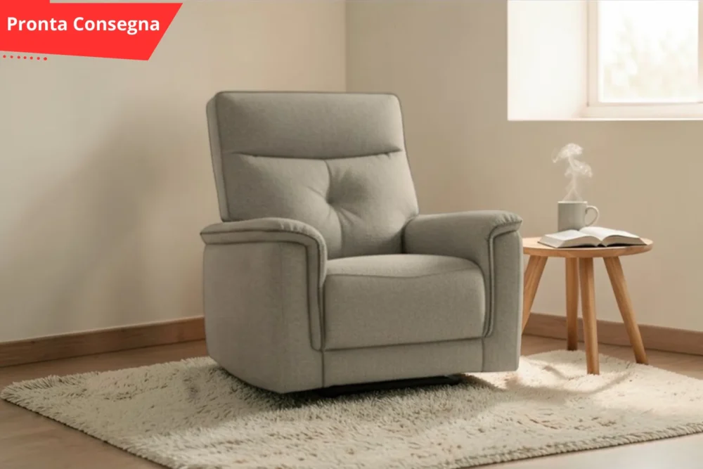 Poltrona relax Elysio con recliner elettrico Sabbia Pronta consegna