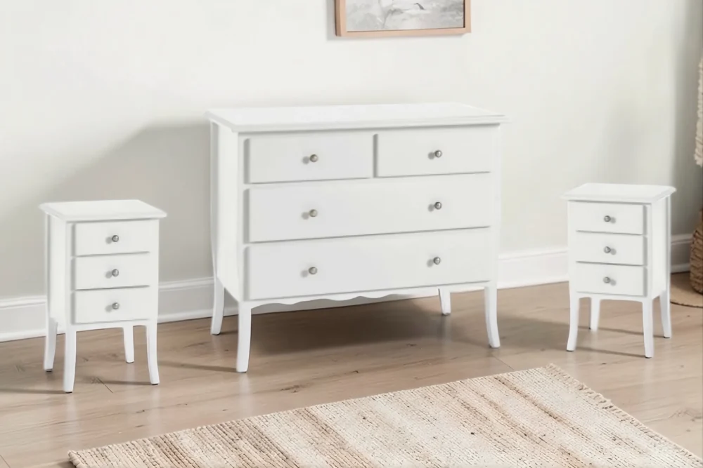 Gruppo Comò + 2Comodini laccato-Bianco