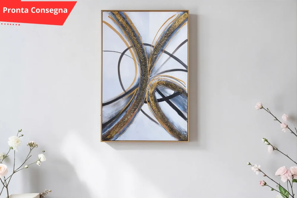 Quadro Astratto oro nero su Tela pronta consegna