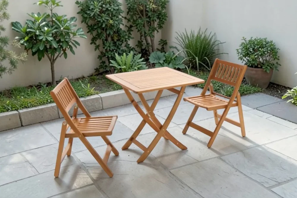 Set tavolo + 2 sedie pieghevoli Bago