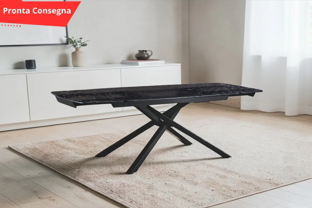 Tavolo Giove Grey - Piano Vetro Martellato pronta consegna