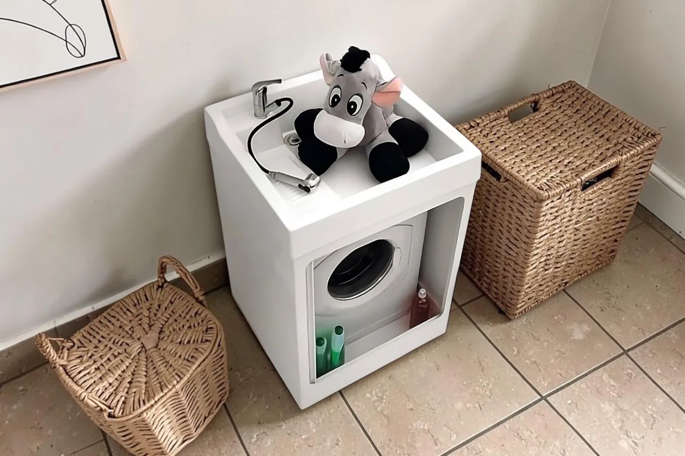 Lavatoio Borea con portalavatrice incorporato zoom dall'alto