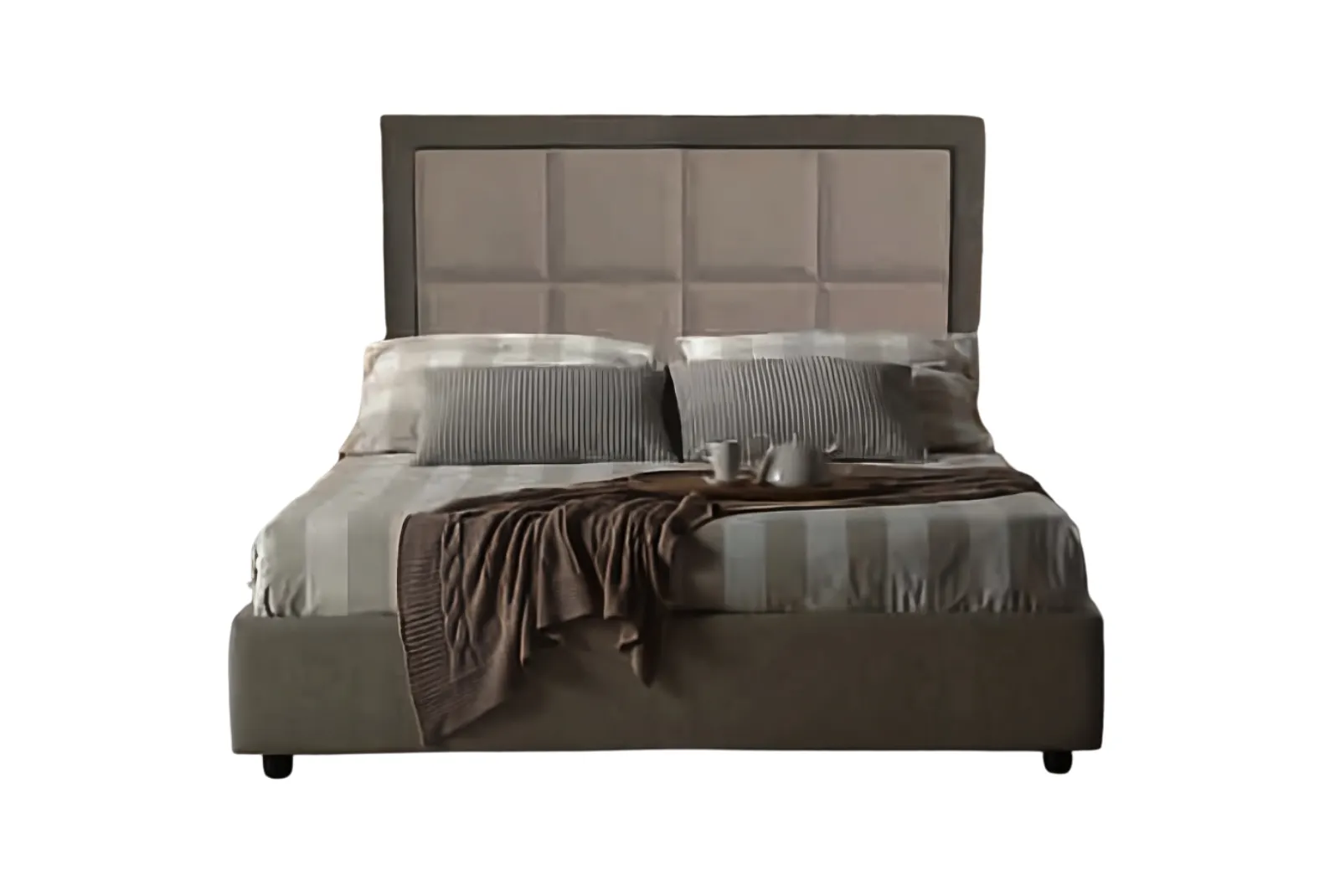 Letto matrimoniale Diamond con contenitore tortora - sabbia