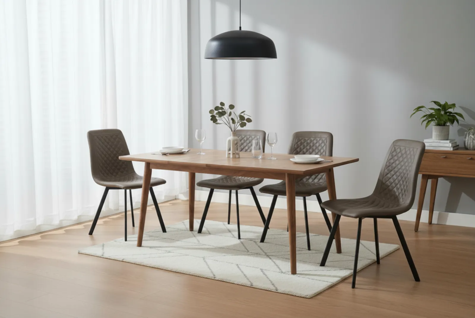 Sed. Set 4 Wendy in microfibra Vintage Fango