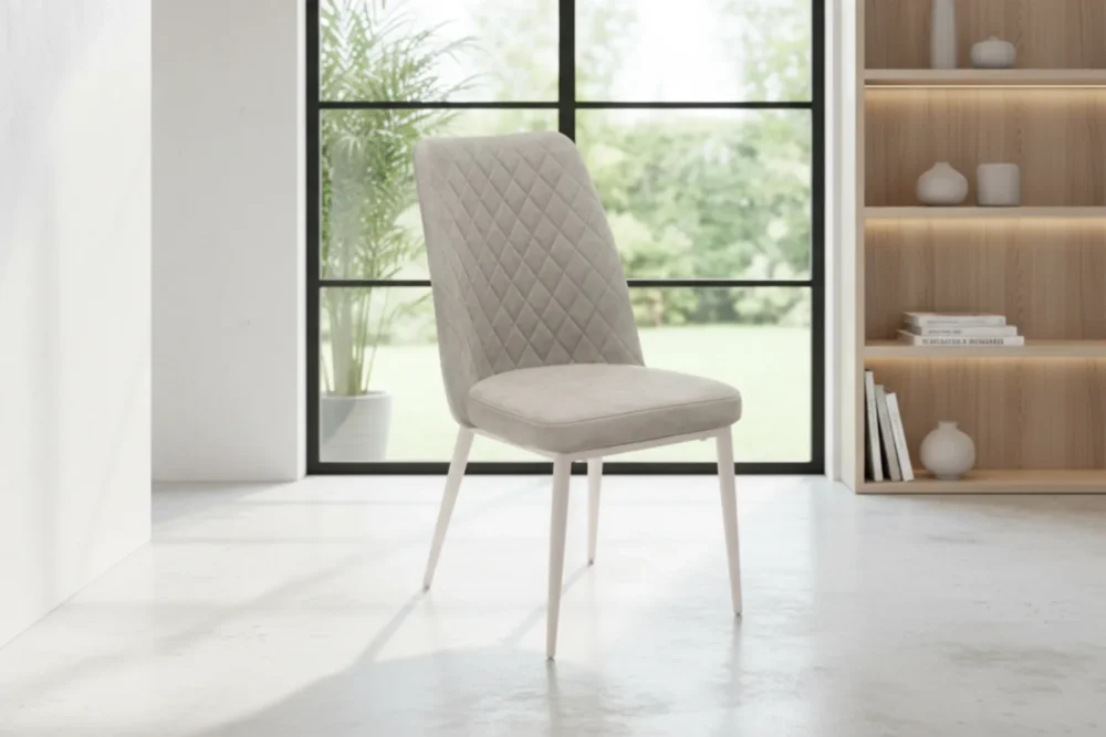 Sedia Tufy in microfibra Tortora - gambe Cachemire
